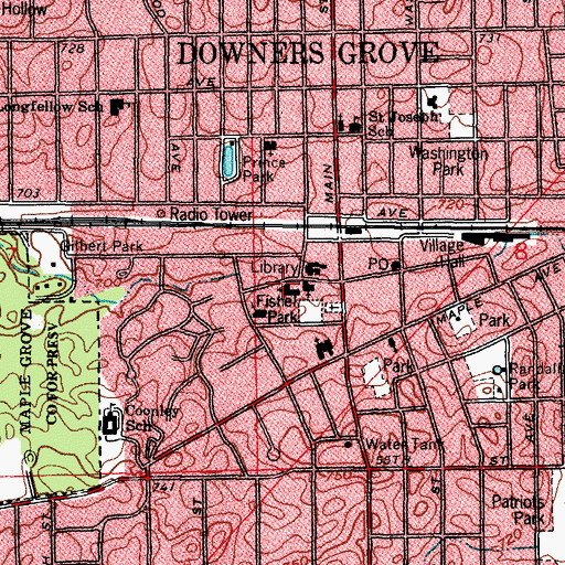 Topographic Map of First Church of Christ Scientist, IL