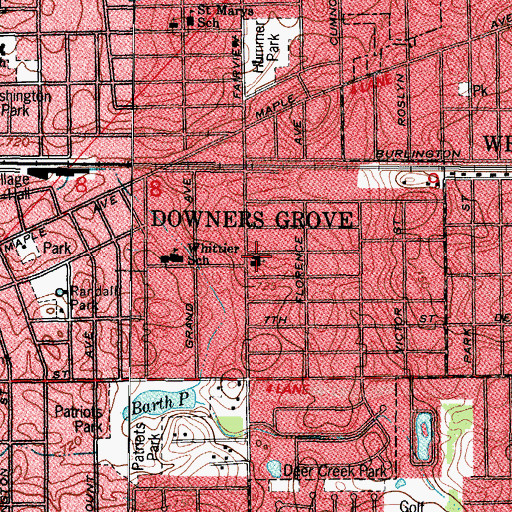 Topographic Map of First Presbyterian Church, IL