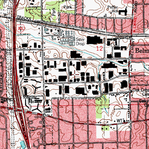 Topographic Map of Ellsworth Industrial Park, IL