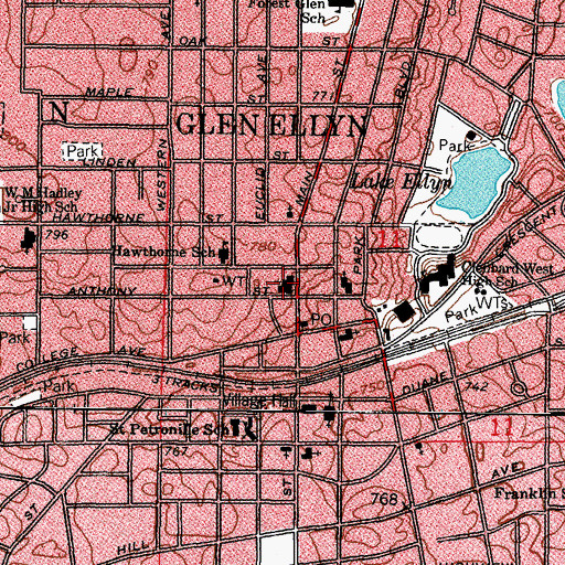 Topographic Map of First Presbyterian Church of Glen Ellyn, IL