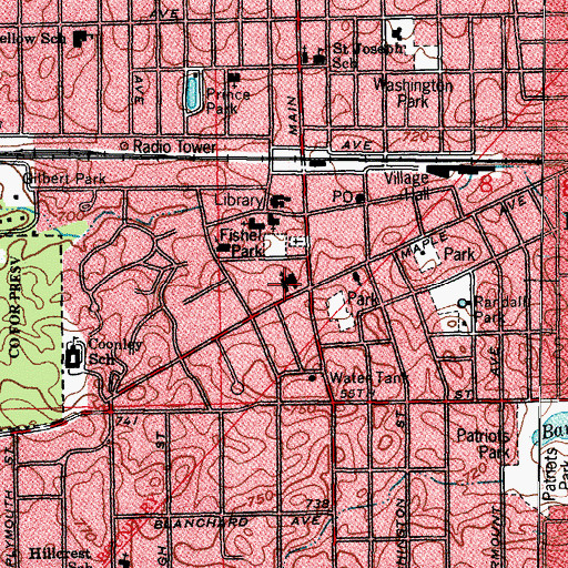 Topographic Map of First United Methodist Church, IL