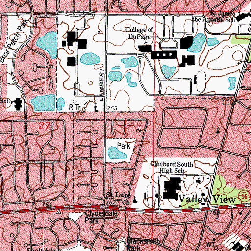 Topographic Map of Foxcroft, IL