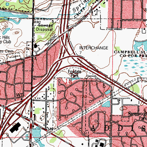 Topographic Map of Foxdale Park, IL