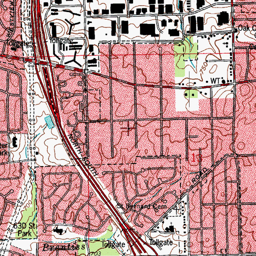 Topographic Map of Friends Meeting of Downers Grove, IL