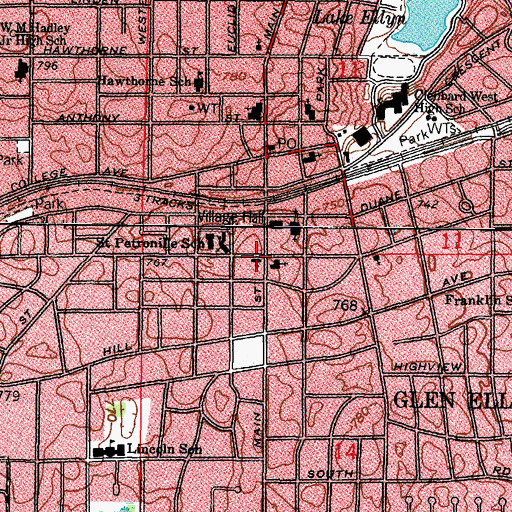 Topographic Map of Glen Ellyn Bible Church, IL
