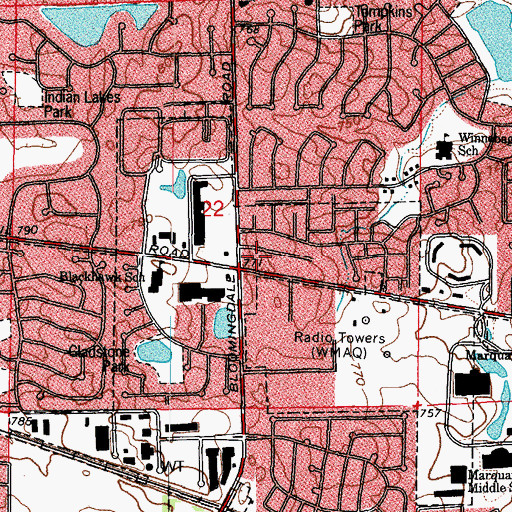 Topographic Map of Glendale Heights Town Center Shopping Center, IL