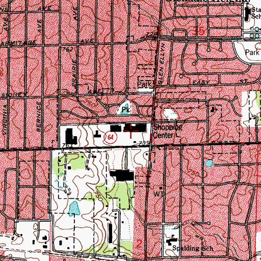 Topographic Map of Glendale Plaza Shopping Center, IL