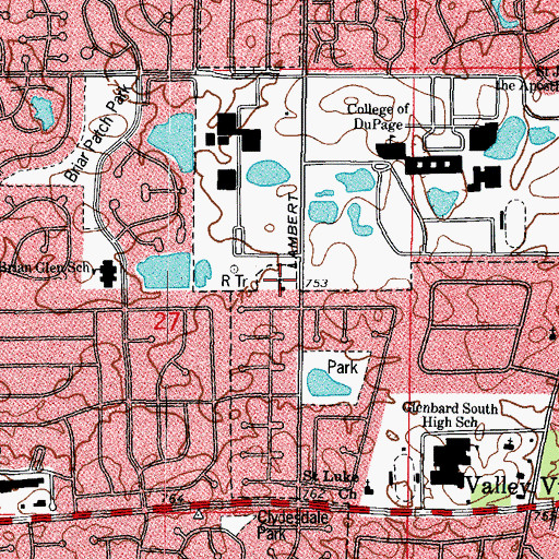 Topographic Map of Glenfield Baptist Church, IL