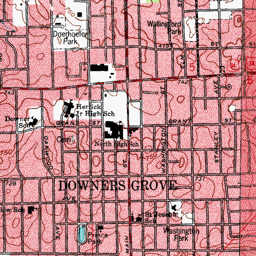 Topographic Map of Gloria Dei Lutheran Church, IL