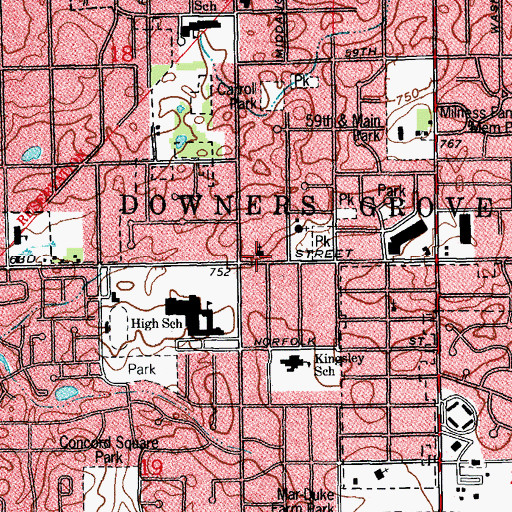 Topographic Map of Grace Baptist Church, IL
