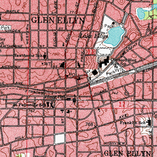 Topographic Map of Grace Lutheran Church, IL