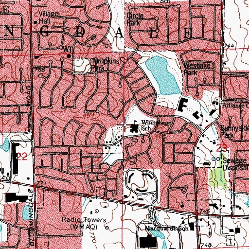 Topographic Map of Greenway Park, IL