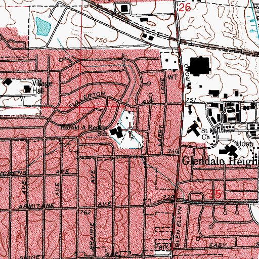 Topographic Map of Harold Reskin Park, IL