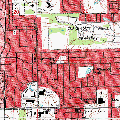 Topographic Map of Holly Park, IL