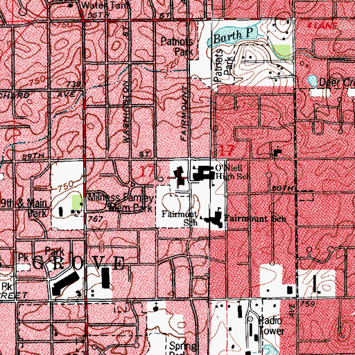 Topographic Map of Indian Boundary YMCA, IL