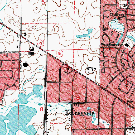 Topographic Map of Keeneyville School, IL