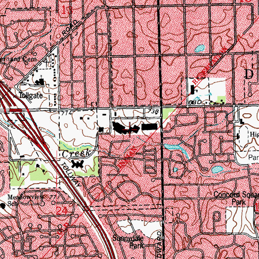 Topographic Map of Meadowbrook Shopping Center, IL