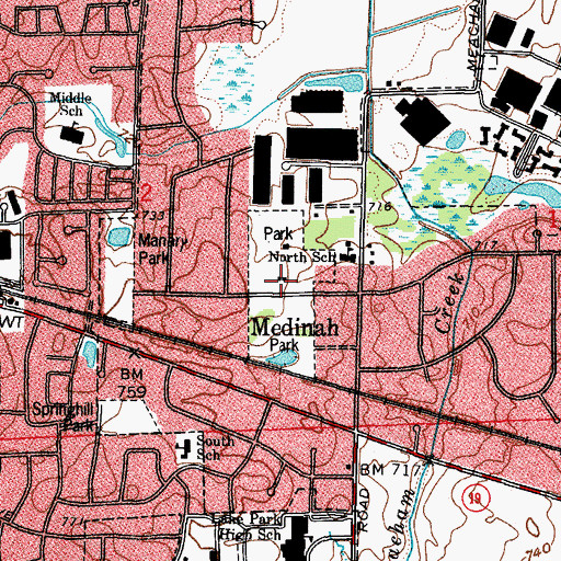 Topographic Map of Medinah Park, IL