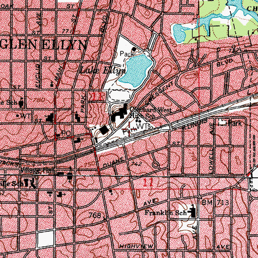 Topographic Map of Memorial Park, IL
