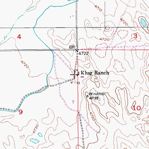 Topographic Map of Klug Ranch, CO