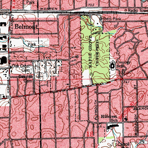 Topographic Map of Memorial Park, IL