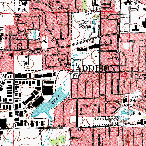 Topographic Map of Mill Meadows Park, IL