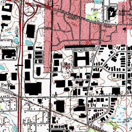 Topographic Map of Nike Park, IL