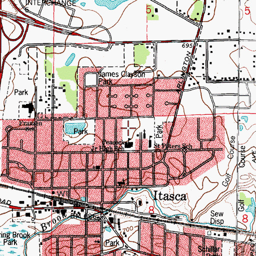 Topographic Map of Peacock Park, IL