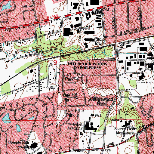 Topographic Map of Pennywood Park, IL
