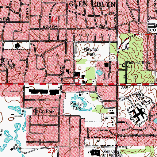 Topographic Map of Pickwick Place Shopping Center, IL