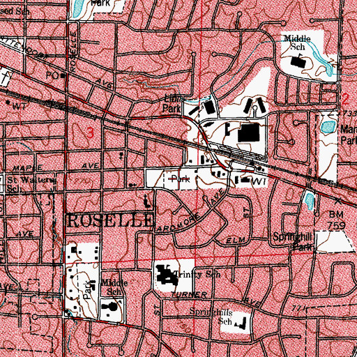 Topographic Map of Pine Park, IL