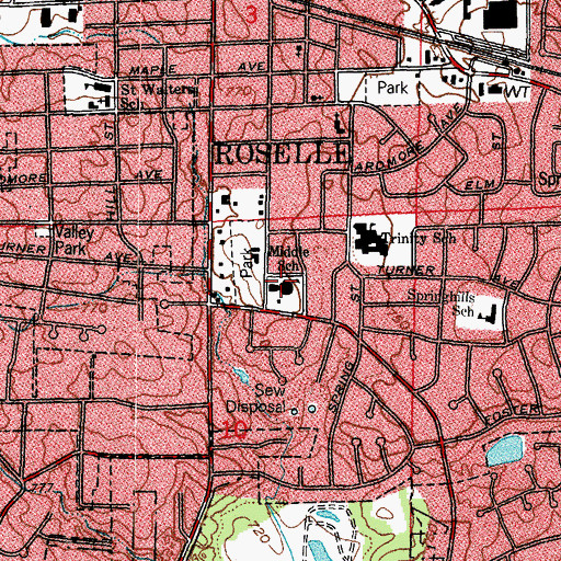 Topographic Map of Roselle Middle School, IL
