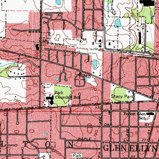 Topographic Map of Saddlewood, IL