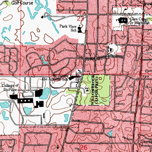 Topographic Map of Saint James Catholic Church, IL