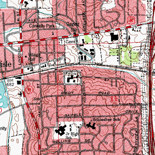 Topographic Map of Saint Joan of Arc Catholic Church, IL