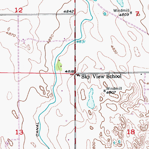 Topographic Map of Sky View School, CO
