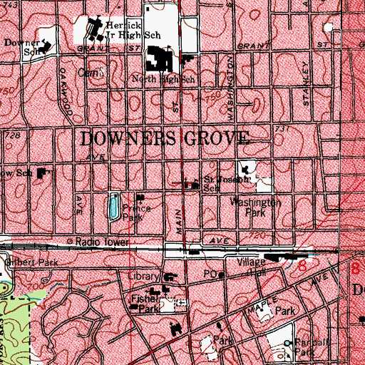 Topographic Map of Saint Josephs Catholic Church, IL