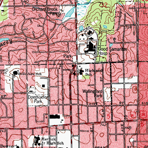 Topographic Map of Saint Luke United Presbyterian Church, IL