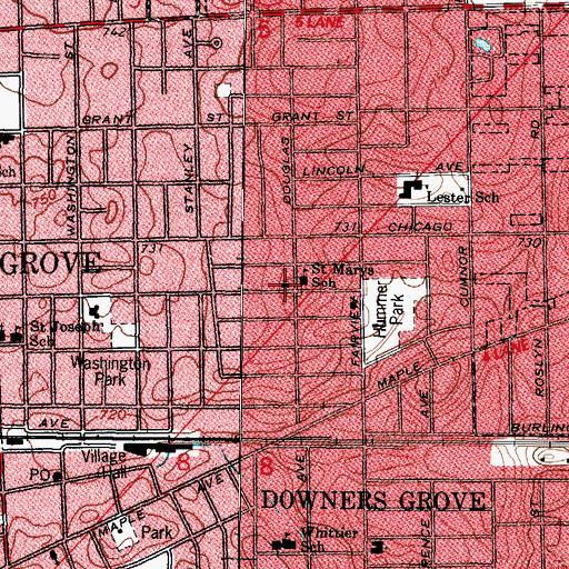 Topographic Map of Saint Marys Catholic Church, IL