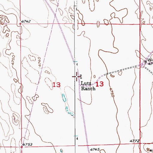 Topographic Map of Lutz Ranch, CO