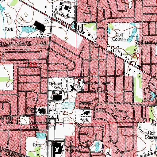 Topographic Map of Saint Phillip School, IL