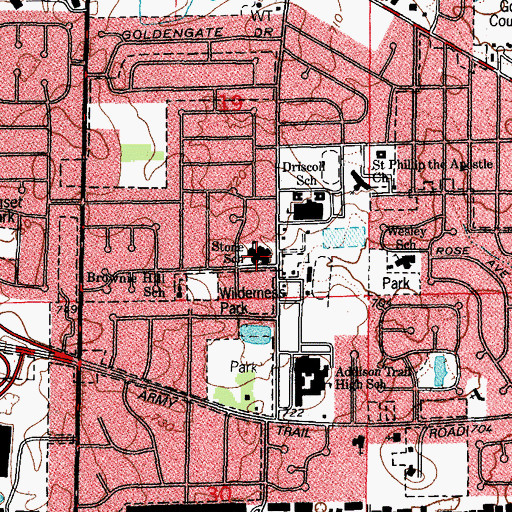 Topographic Map of Stone Elementary School, IL