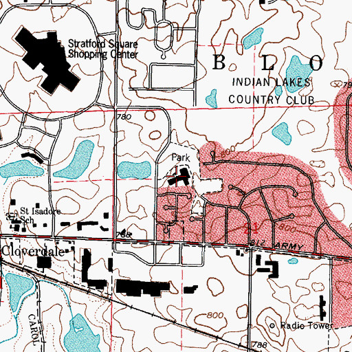 Topographic Map of Stratford Junior High School, IL