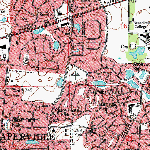 Topographic Map of Surrey Ridge Sports Complex, IL