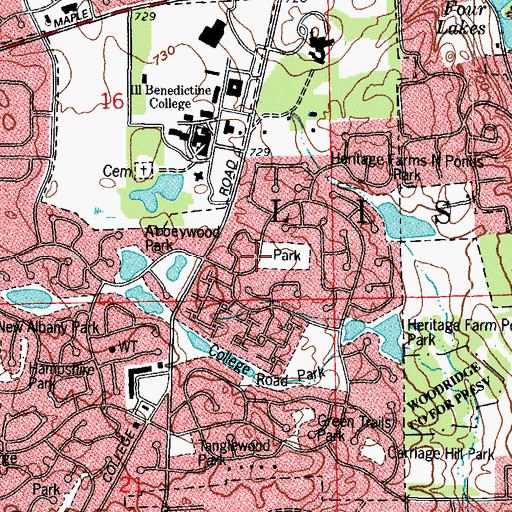 Topographic Map of Timber Park, IL