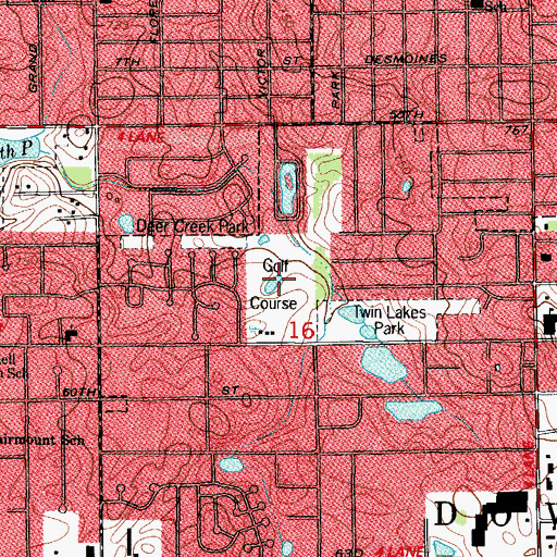 Topographic Map of Twin Lakes Golf Course, IL