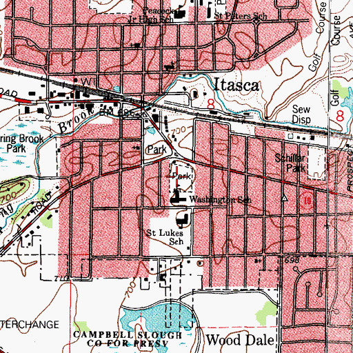 Topographic Map of Washington Park, IL