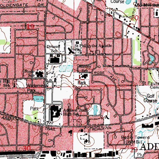 Topographic Map of Westwood Park, IL