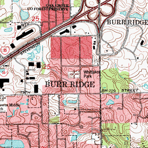 Topographic Map of Whittaker Park, IL