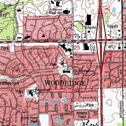 Topographic Map of Woodridge Elementary School, IL